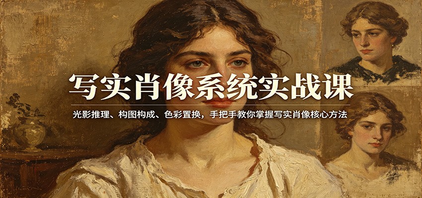 写实肖像系统实战课：光影推理、构图构成、色彩置换，手把手教你掌握写实肖像核心方法-夜猫资源俱乐部