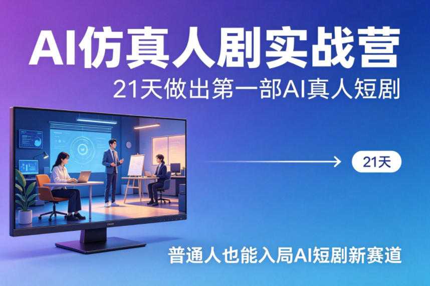 AI仿真人剧实战营，21天做出第一部AI真人短剧，普通人也能入局AI短剧新赛道-夜猫资源俱乐部