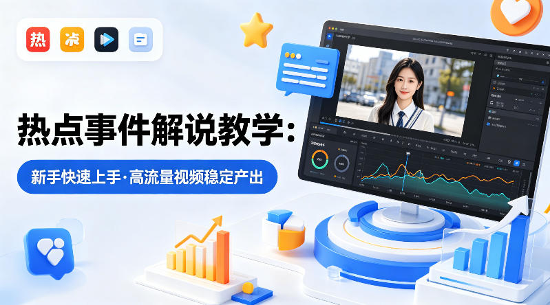 某大V的热点事件解说教学，新手也能快速上手，稳定产出高流量解说视频-夜猫资源俱乐部